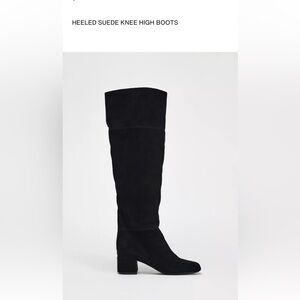 Zara Black Suede Over-the-Knee Boots